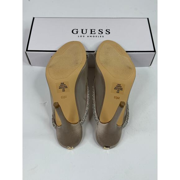 Guess Mansa Rhinestone Mesh Heels Size 6.5M Light Natural NWT - Picture 7 of 7